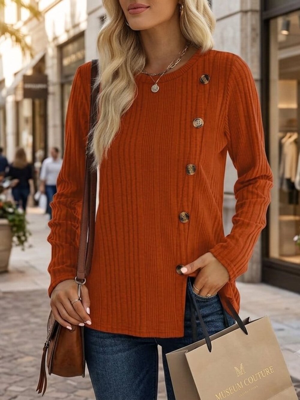 NWT Women's Super Soft JuneFish Sweater, Top W/ Button Accents Size L